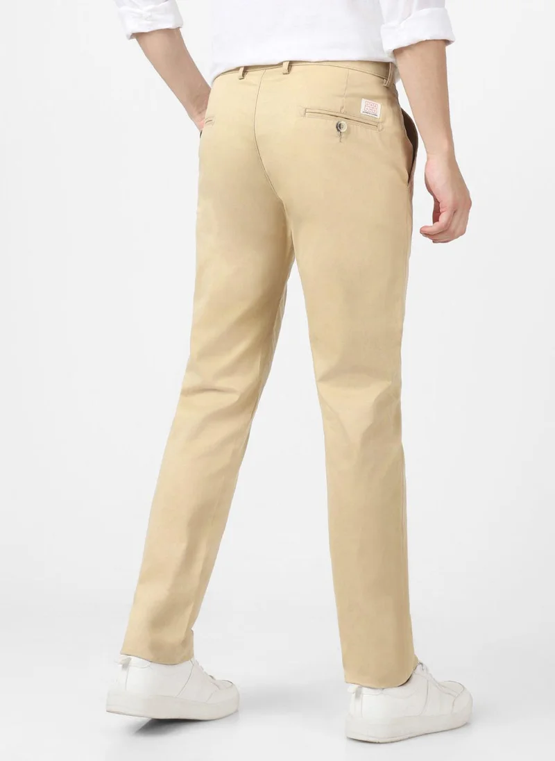 Urbano Fashion  Urbano Fashion Men's Beige Cotton Slim Fit Casual Chinos Trousers Stretch for Men | Best Price UAE